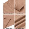 COOFANDY Mens Quarter Button Sweater Long Sleeve Stand Collar Sweaters Casual Knitted Ribbed Dress Pullover(Apricot)