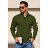 COOFANDY Mens Quarter Button Sweater Long Sleeve Stand Collar Sweaters Casual Knitted Ribbed Dress Pullover(Army Green)