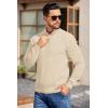 COOFANDY Mens Quarter Button Sweater Long Sleeve Stand Collar Sweaters Casual Knitted Ribbed Dress Pullover(Beige)