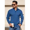 COOFANDY Mens Quarter Button Sweater Long Sleeve Stand Collar Sweaters Casual Knitted Ribbed Dress Pullover(Blue)