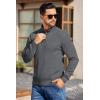 COOFANDY Mens Quarter Button Sweater Long Sleeve Stand Collar Sweaters Casual Knitted Ribbed Dress Pullover(Dark Grey)