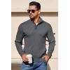 COOFANDY Mens Quarter Button Sweater Long Sleeve Stand Collar Sweaters Casual Knitted Ribbed Dress Pullover(Dark Grey)