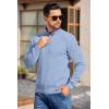 COOFANDY Mens Quarter Button Sweater Long Sleeve Stand Collar Sweaters Casual Knitted Ribbed Dress Pullover(Light Blue)
