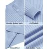 COOFANDY Mens Quarter Button Sweater Long Sleeve Stand Collar Sweaters Casual Knitted Ribbed Dress Pullover(Light Blue)