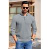 COOFANDY Mens Quarter Button Sweater Long Sleeve Stand Collar Sweaters Casual Knitted Ribbed Dress Pullover(Light Grey)