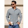 COOFANDY Mens Quarter Button Sweater Long Sleeve Stand Collar Sweaters Casual Knitted Ribbed Dress Pullover(Light Grey)