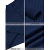 COOFANDY Mens Quarter Button Sweater Long Sleeve Stand Collar Sweaters Casual Knitted Ribbed Dress Pullover(Navy Blue)