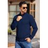 COOFANDY Mens Quarter Button Sweater Long Sleeve Stand Collar Sweaters Casual Knitted Ribbed Dress Pullover(Navy Blue)
