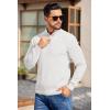 COOFANDY Mens Quarter Button Sweater Long Sleeve Stand Collar Sweaters Casual Knitted Ribbed Dress Pullover(White)