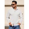COOFANDY Mens Quarter Button Sweater Long Sleeve Stand Collar Sweaters Casual Knitted Ribbed Dress Pullover(White)