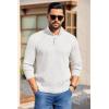 COOFANDY Mens Quarter Button Sweater Long Sleeve Stand Collar Sweaters Casual Knitted Ribbed Dress Pullover(White)