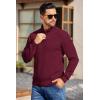 COOFANDY Mens Quarter Button Sweater Long Sleeve Stand Collar Sweaters Casual Knitted Ribbed Dress Pullover(Wine Red)