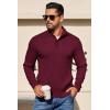 COOFANDY Mens Quarter Button Sweater Long Sleeve Stand Collar Sweaters Casual Knitted Ribbed Dress Pullover(Wine Red)
