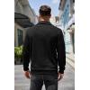 COOFANDY Mens Quarter Pullover Quilted Sweatshirt Casual Knit Long Sleeve Mock Neck Sweater Waffle Collared Pullover(Black)