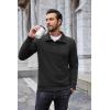 COOFANDY Mens Quarter Pullover Quilted Sweatshirt Casual Knit Long Sleeve Mock Neck Sweater Waffle Collared Pullover(Black)