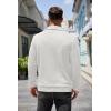COOFANDY Mens Quarter Pullover Quilted Sweatshirt Casual Knit Long Sleeve Mock Neck Sweater Waffle Collared Pullover(White)