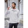 COOFANDY Mens Quarter Pullover Quilted Sweatshirt Casual Knit Long Sleeve Mock Neck Sweater Waffle Collared Pullover(White)