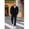COOFANDY Men’s Quarter Zip Pullover Casual Long Sleeve Sweater Slim Fit Sweater Mock Neck Polo Sweater(Black)
