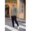 COOFANDY Men’s Quarter Zip Pullover Casual Long Sleeve Sweater Slim Fit Sweater Mock Neck Polo Sweater(Khaki)