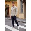COOFANDY Men’s Quarter Zip Pullover Casual Long Sleeve Sweater Slim Fit Sweater Mock Neck Polo Sweater(Light Khaki)