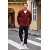 COOFANDY Men’s Quarter Zip Pullover Casual Long Sleeve Sweater Slim Fit Sweater Mock Neck Polo Sweater(Wine Red)