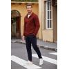 COOFANDY Men’s Quarter Zip Pullover Casual Long Sleeve Sweater Slim Fit Sweater Mock Neck Polo Sweater(Wine Red)