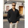 COOFANDY Mens Quarter Zip Pullover Slim Fit Lightweight Knit Pullover Sweaters Casual Polo Sweater(Black)