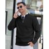 COOFANDY Mens Quarter Zip Pullover Slim Fit Lightweight Knit Pullover Sweaters Casual Polo Sweater(Black)