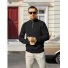 COOFANDY Mens Quarter Zip Pullover Slim Fit Lightweight Knit Pullover Sweaters Casual Polo Sweater(Black)