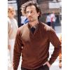 COOFANDY Mens Quarter Zip Pullover Slim Fit Lightweight Knit Pullover Sweaters Casual Polo Sweater(Brown)