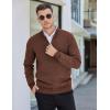 COOFANDY Mens Quarter Zip Pullover Slim Fit Lightweight Knit Pullover Sweaters Casual Polo Sweater(Brown)
