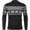 COOFANDY Mens Quarter Zip Pullover Slim Fit Lightweight Knit Pullover Sweaters Casual Polo Sweater(Christmas Black & White)