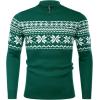 COOFANDY Mens Quarter Zip Pullover Slim Fit Lightweight Knit Pullover Sweaters Casual Polo Sweater(Christmas Green & White)
