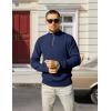 COOFANDY Mens Quarter Zip Pullover Slim Fit Lightweight Knit Pullover Sweaters Casual Polo Sweater(Navy Blue)