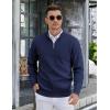 COOFANDY Mens Quarter Zip Pullover Slim Fit Lightweight Knit Pullover Sweaters Casual Polo Sweater(Navy Blue)