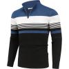 COOFANDY Mens Quarter Zip Pullover Slim Fit Lightweight Knit Pullover Sweaters Casual Polo Sweater(Stripe-blue&black&white)
