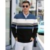 COOFANDY Mens Quarter Zip Pullover Slim Fit Lightweight Knit Pullover Sweaters Casual Polo Sweater(Stripe-blue&black&white)
