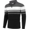 COOFANDY Mens Quarter Zip Pullover Slim Fit Lightweight Knit Pullover Sweaters Casual Polo Sweater(Stripe-grey&black&white)
