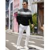 COOFANDY Mens Quarter Zip Pullover Slim Fit Lightweight Knit Pullover Sweaters Casual Polo Sweater(Stripe-grey&black&white)