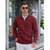 COOFANDY Mens Quarter Zip Pullover Slim Fit Lightweight Knit Pullover Sweaters Casual Polo Sweater(Wine Red)