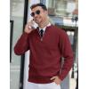 COOFANDY Mens Quarter Zip Pullover Slim Fit Lightweight Knit Pullover Sweaters Casual Polo Sweater(Wine Red)