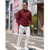 COOFANDY Mens Quarter Zip Pullover Slim Fit Lightweight Knit Pullover Sweaters Casual Polo Sweater(Wine Red)