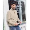 COOFANDY Mens Quarter Zip Pullover Sweatshirts Lightweight Long Sleeve Mock Neck Sweater Polo(Light Khaki)