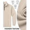 COOFANDY Mens Quarter Zip Pullover Sweatshirts Lightweight Long Sleeve Mock Neck Sweater Polo(Light Khaki)