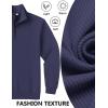 COOFANDY Mens Quarter Zip Pullover Sweatshirts Lightweight Long Sleeve Mock Neck Sweater Polo(Navy Blue)