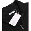 COOFANDY Men’s Quarter Zip Sweater Slim Fit Casual Knitted Turtleneck Pullover Mock Neck Polo Sweater(Black)