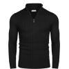COOFANDY Men’s Quarter Zip Sweater Slim Fit Casual Knitted Turtleneck Pullover Mock Neck Polo Sweater(Black)