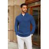 COOFANDY Men’s Quarter Zip Sweater Slim Fit Casual Knitted Turtleneck Pullover Mock Neck Polo Sweater(Blue)