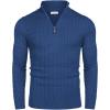 COOFANDY Men’s Quarter Zip Sweater Slim Fit Casual Knitted Turtleneck Pullover Mock Neck Polo Sweater(Blue)