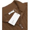 COOFANDY Men’s Quarter Zip Sweater Slim Fit Casual Knitted Turtleneck Pullover Mock Neck Polo Sweater(Coffee Brown)